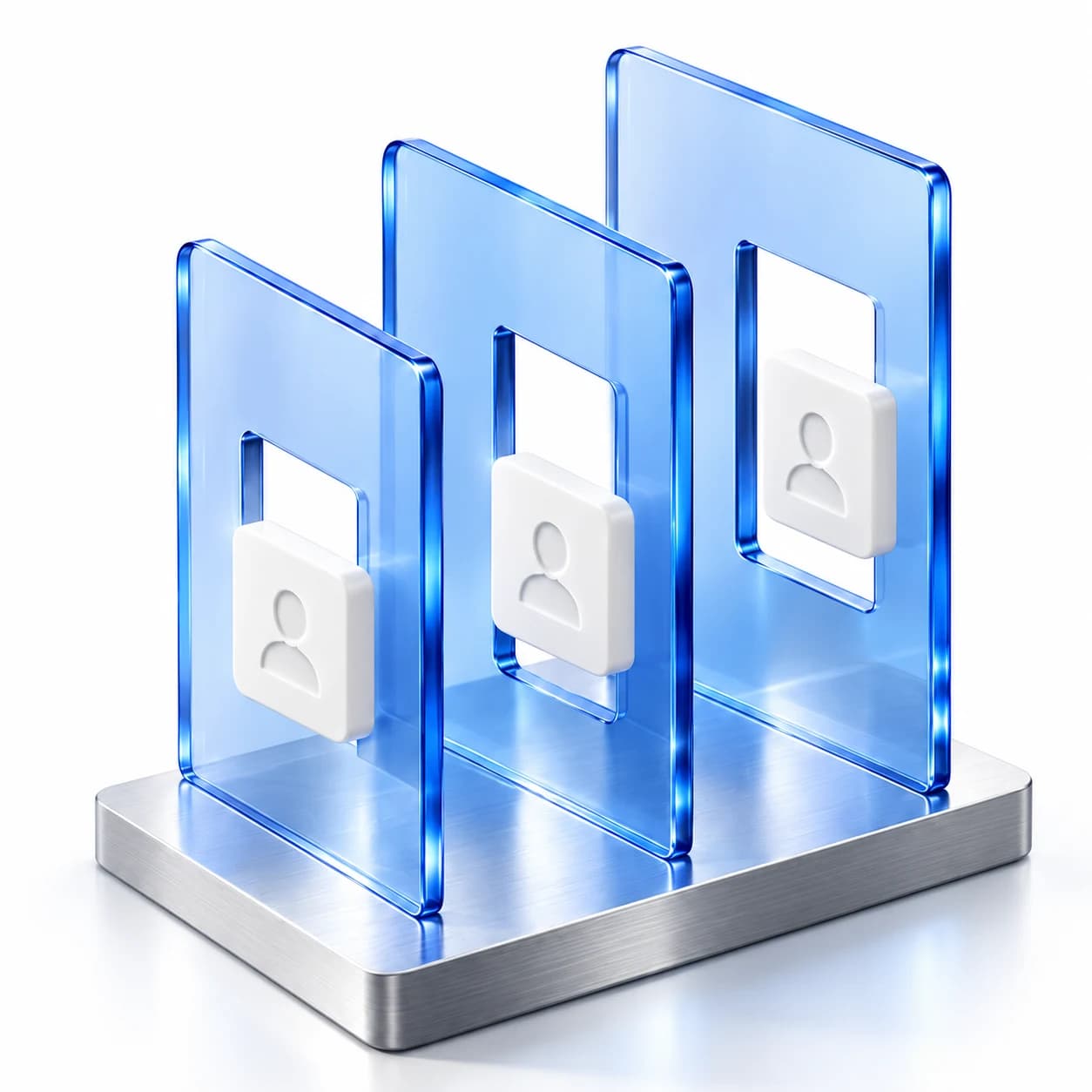 Three distinct access layers with credential tiles for different responsibilities.