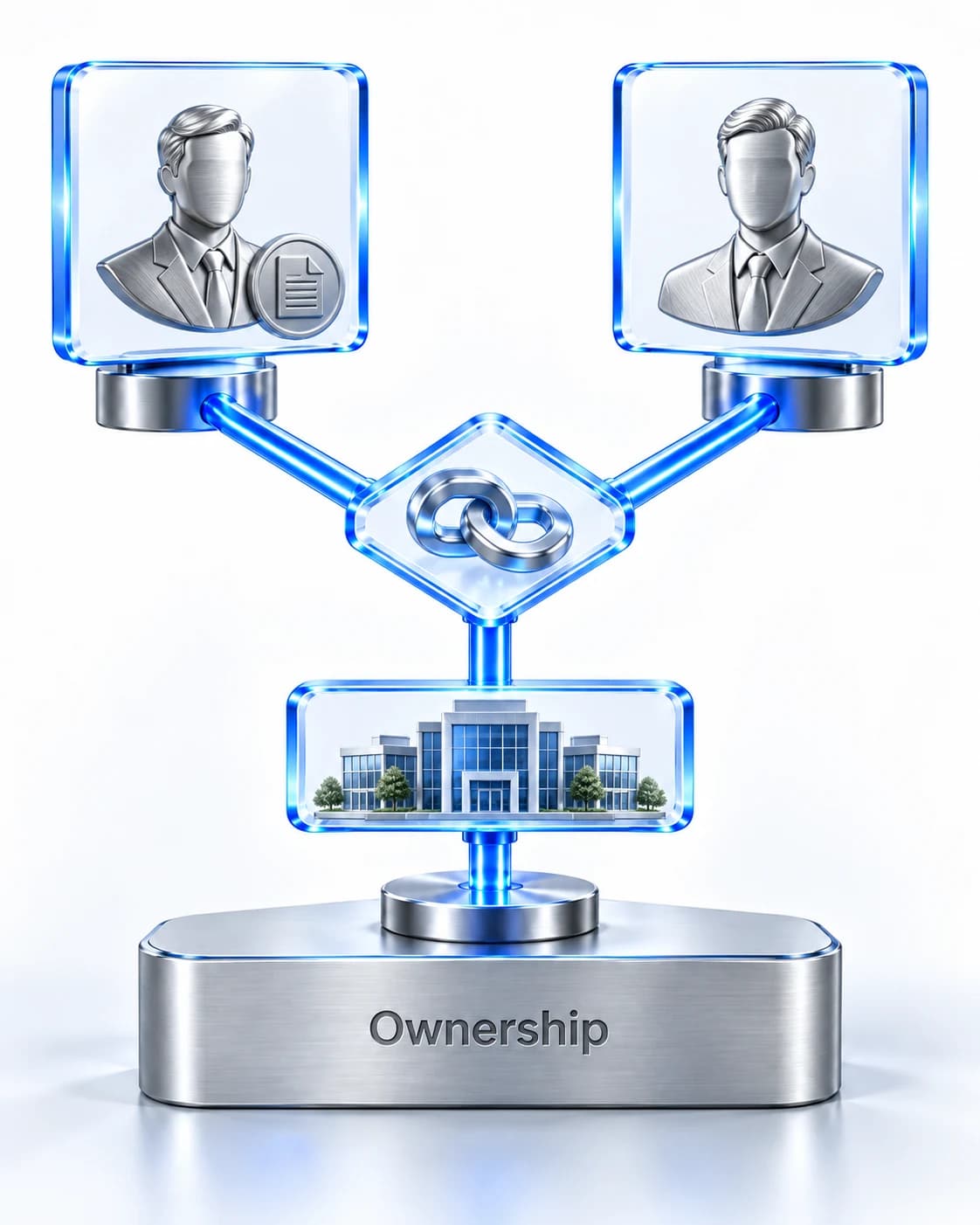 Two owner records connect through an ownership path to the screened organization.